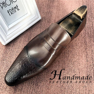 Chaussures en cuir à bout pointu pour hommes, chaussures habillées longues, chaussures de bureau décontractées, chaussures de ville décontractées - Product Image 1