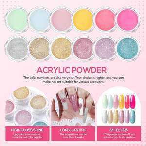 Acrylic Set with Drill and U V Light Professional Glitter Powder Decorations Acrylic Nail <strong>Kit</strong> for Girl - Product Image 5