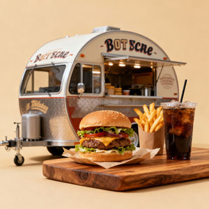 Camion de restauration rapide, bar mobile, remorque à glaces, café mobile, cuisine mobile en acier inoxydable, remorque alimentaire vintage avec équipement complet - Product Image 5