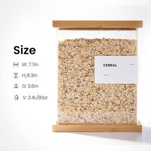 बांस खाद्य डिस्पेंसर रसोई भंडारण, सील खाद्य भंडारण बॉक्स अनाज चावल आटा आयताकार आकार - Product Image 3