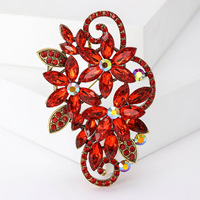 Bros Kristal Berlapis Emas Motif Daun Spiral Barok Vintage dengan Berlian Imitasi Marquise Multi untuk Hadiah Pesta Pernikahan