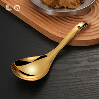 Ensemble de service de buffet de luxe 5 étoiles LQ en acier inoxydable avec louche à soupe sur pied, pince à aliments, bol en céramique et support pour cuillères de table
