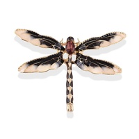 Broche Libellule Coréenne Originale Faite à la Main, Incrustée de Diamants, en Alliage de Strass et Émail Goutte d'Huile, pour Hommes et Femmes