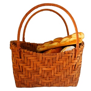 pastoral style woodchip storage basket gift basket with handle handbags