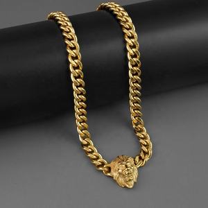 Collar con Colgante de Cabeza de León en Acero Inoxidable con Baño de Oro de 18K para Hombre, Estilo Punk Hip Hop, Gran Venta en Europa - Product Image 2