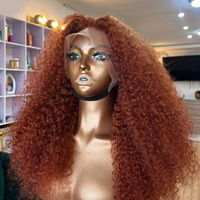 Perruque en cheveux humains naturels à 250 % de densité, brun roux, bouclée crépue, perruque frontale en dentelle 13x4, cheveux vietnamiens bruts, perruque naturelle avec frontal