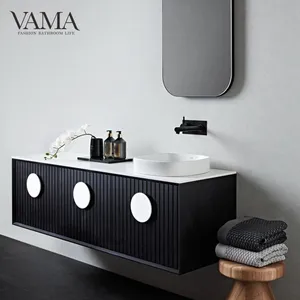 Vama 1800mm mais recente design de parede banheiro de madeira sólida vanity com bacia dupla