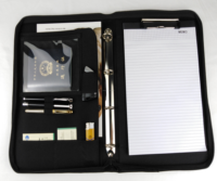 Portafolio Multifuncional de Cuero PU Personalizado con Logotipo Grabado, Carpeta de Archivos para Oficina, Bolsa Portadocumentos con Clip para Bloc de Notas