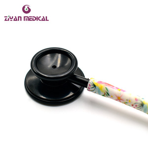 Stéthoscope ZY-8004 en acier inoxydable noir pour adultes, alimentation manuelle, tubes floraux avec design en acier inoxydable imprimé - Product Image 3