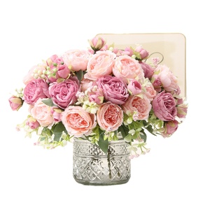 LUYI-Spot Ingrosso Fiori Artificiali in Seta Fatti a Mano, Piccolo Mazzo di Rose, Decorazione per Matrimoni, 5 Rose Persiane, Decorazione per la Casa - Product Image 1