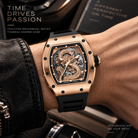 Montre sport automatique squelette personnalisée pour homme, luxe, boîtier en acier inoxydable 316L, bracelet en silicone, étanche, montre mécanique