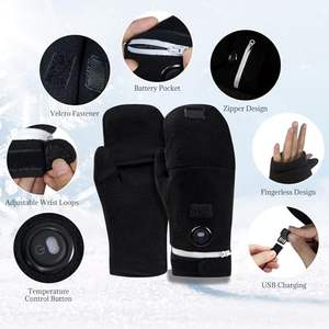 MKEFMEI Gants chauffants USB sans doigts pour hommes femmes mitaines de travail chaudes d'hiver couverture complète/demi-mains sans batterie snowboard - Product Image 2