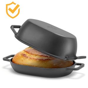 Voorgekruide combo ovenvorm broodbakvorm 5 liter gietijzeren ovale Dutch oven voor het bakken van zuurdesembrood - Product Image 1