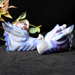 Têtes de dragon en agate bleue géode naturelle en gros pour la décoration - Product Image 6