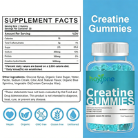 Gummies de créatine monohydrate personnalisées OEM 3000mg pour la force musculaire, l'augmentation de l'énergie et le soutien des performances athlétiques, végétaliennes, saveur myrtille