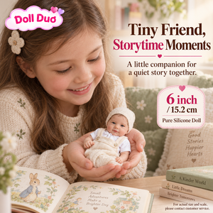 ตุ๊กตาเด็กเกิดใหม่ซิลิโคนทั้งตัวขนาด 6 นิ้ว รุ่น Doll Duo Custom พร้อมหมวกไหมพรมสีครีม ยิ้มแย้ม ของขวัญคริสต์มาสส่วนตัวสำหรับเด็ก - Product Image 3