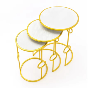 ชุดโต๊ะกาแฟทรงกลมสำนักงานสมัยใหม่ 3 ชิ้น ทำจากเหล็กและหินอ่อนสีขาว น้ำหนักเบาและทนทาน ขายส่ง - Product Image 1