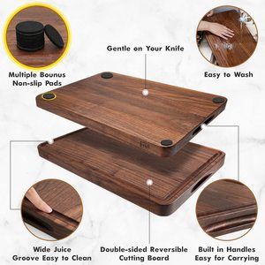 Factory <strong>Sale</strong> Black Walnut <strong>Wood</strong> Cutting <strong>Boards</strong> <strong>for</strong> Kitchen, Reversible Wooden Chopping <strong>Board</strong> With Juice Grooves 17''x 11'' - Product Image 5