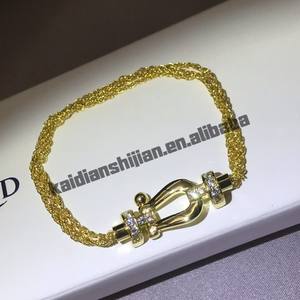 Classic Beaded Zircon Charm <b>Bracelet</b> Children's Men Women Rose Gold Plated Sterling Silver <b>Horseshoe</b> Chain Buckle Jewelry - Product Image 2