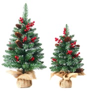 Vente en gros de LED PVC écologiques Lumières d'arbre de Noël 45cm Fournitures de fête de bureau festif avec base en toile de jute