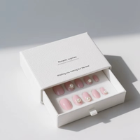 Boîte pliante en papier avec impression numérique de logo personnalisé, emballage artisanal pour présentation d'ongles artificiels, pour ongles à pression