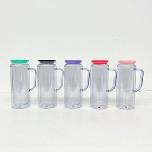 Pre Drilled Double Wall BPA Free Reusable Snow <b>Globe</b> Plastic Soda Can 12Oz 16Oz Handle Thermal Insulation 0-6 Hours Outdoor Use - Product Image 1