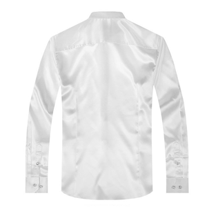 <span class=keywords><strong>Camicia</strong></span> da <span class=keywords><strong>uomo</strong></span> a maniche lunghe in <span class=keywords><strong>raso</strong></span> con stampa drago cinese e design in lamina d'oro, casual - Product Image 3