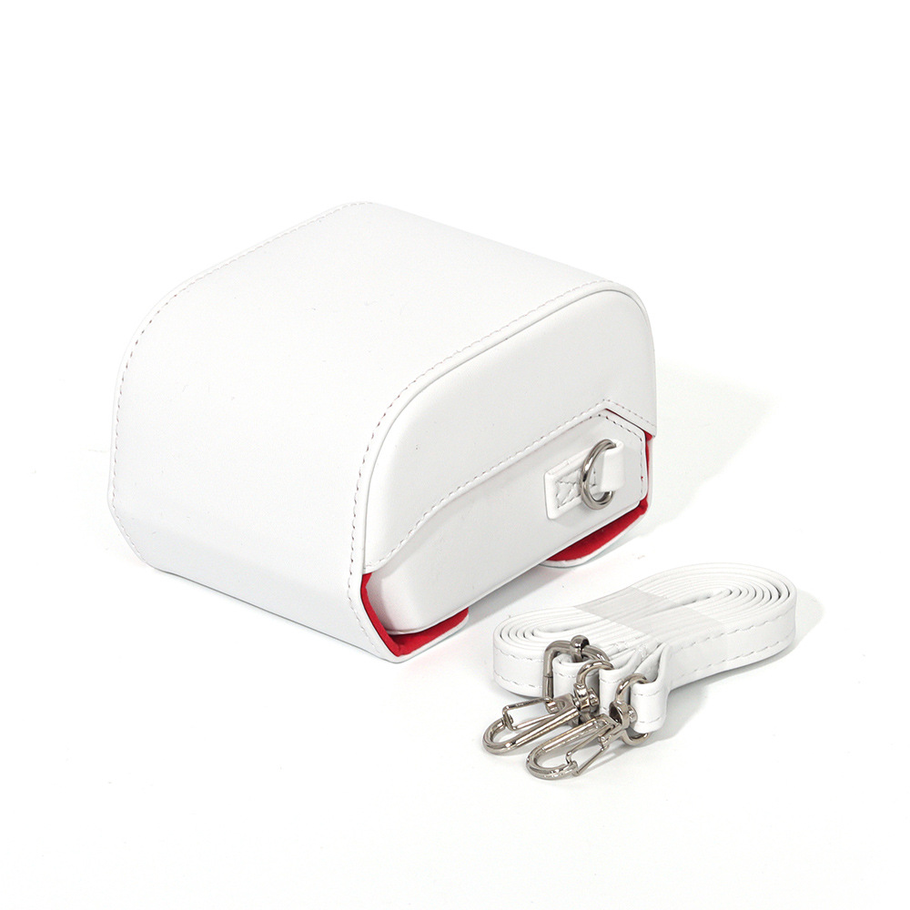 leather retro photo bag-white
