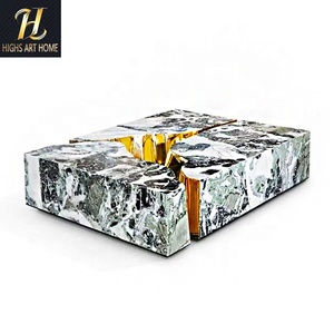 Nghệ thuật cao cấp sang trọng vẽ tay vuông kim loại chống lại bàn hình tường phòng khách Bàn cà phê - Product Image 3