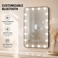 Miroir de maquillage LED Holly Wood pour salle de bain, à intensité variable, 3 couleurs, commande tactile, fonction mémoire, Bluetooth, à poser ou à fixer au mur