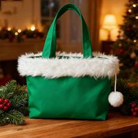 Panier-cadeau de Noël rouge en gros pour enfants avec pompons, sacs fourre-tout de Noël mignons avec monogramme