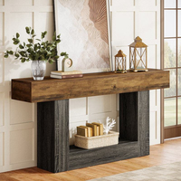 Table console tribale de 63 pouces, style farmhouse, double entrée, avec base, pour derrière le canapé, dans le salon, le couloir ou l'entrée.