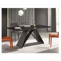 Nouveau modèle Table à manger de luxe légère meubles de salle base en cuir 4 places ensemble de table à manger en pierre de marbal ardoise