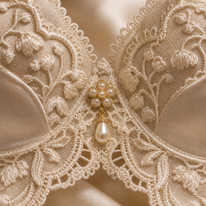 Soutien-gorge push-up réglable pour femme, dentelle de muguet ivoire champagne, trois pièces avec armatures, bretelles amovibles convertibles - Product Image 5