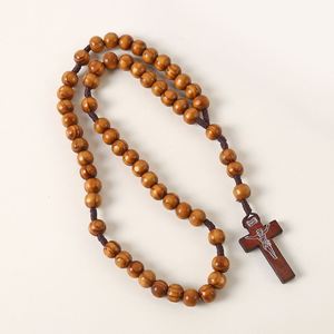 Rosario Católico Económico Mecrt, Cuentas de Madera de Pino de 10 mm, Joyería, Regalo de Navidad, Cuentas de Oración para Iglesia, Venta al por Mayor - Product Image 6