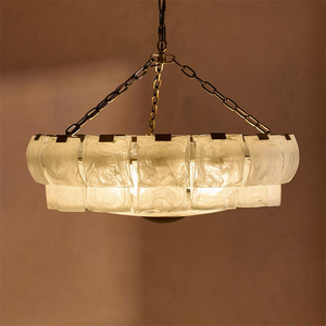 Design moderno Alessio in ottone lampada a sospensione Semi-filo con montaggio a soffitto a due livelli lampadario rotondo - Product Image 2