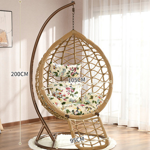Grande Sedia a Uovo Sospesa con Supporto, Sedia a Dondolo a Uovo per <span class=keywords><strong>Esterni</strong></span> e Interni, <span class=keywords><strong>Amaca</strong></span> in Rattan PE Rosa con Cuscino Comfort Rosa per <span class=keywords><strong>Esterni</strong></span> - Product Image 5