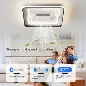 Hiện đại LED quạt trần ánh sáng bề mặt gắn vuông và đèn tròn cho phòng ngủ và phòng khách - Product Image 5