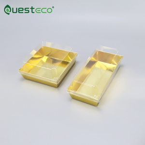 Dùng Một Lần Tùy Chỉnh Vàng 17.5X7 Bánh Bao Bì Hộp Bánh Các Tông Màu Trắng Đóng Gói Hộp Hình Chữ Nhật Với Nắp Nhựa Bánh - Product Image 3