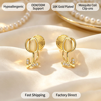 Boucles d'oreilles tendance CZTulip à clipser, motif floral, en laiton plaqué or 18 carats, bijoux de gros, boucles d'oreilles fines à clipser sans perçage