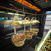 Réchaud de Buffet Doré en Acier Inoxydable 201, Chauffage à Alcool, Efficace Énergétiquement pour Hôtels & Banquets