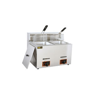 Горячая Распродажа, коммерческая Высокоэффективная газовая фритюрница из нержавеющей стали с 2 баками 6 л + 6 л для картофельных чипсов - Product Image 3