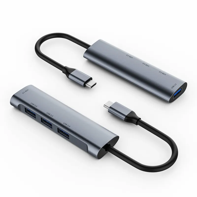 Type C USB HUB เคสอลูมิเนียมตัวเชื่อมต่อแบบชุบนิกเกิล4พอร์ตความเร็วสูง5Gbps สำหรับแล็ปท็อปฮับคอมพิวเตอร์แท่นวาง