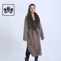Cardigan en laine pour femmes, Design de luxe, pull, grande taille, tricot manteau à poches, longueur cheville,