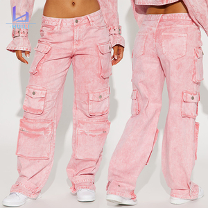 Jeans Cargo Rosa Vintage da Donna Huili Trenting Stone Washed Multi Tasche in Denim Baggy 2026 Personalizzati dal Produttore con Lavaggio Acido - Product Image 2