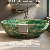 Baignoire ovale autoportante de luxe en pierre technique verte, double baignoire de trempage, design moderne et épuré, pour hôtels, boutiques, maisons, vente en gros