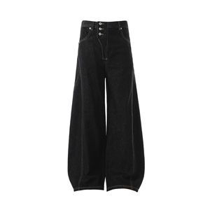 Pantalon en jean évasé pour homme, coupe ample, taille mi-haute, 100% coton, design <span class=keywords><strong>original</strong></span> et irrégulier, style urbain neutre et raffiné - Product Image 2