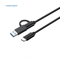 Câble de charge et de données USB-A vers USB-C mâle 2-en-1 PD60W 3A à 5 cœurs