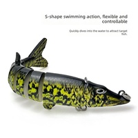 Leurre de pêche multi-sections 8 sections, simulation de poisson, finition nickel noir, hameçons triples renforcés, pour achigan, poisson-serpent, blackfish