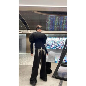 <span class=keywords><strong>Pantaloni</strong></span> da uomo <span class=keywords><strong>con</strong></span> logo ricamato, rivetti in metallo, vita elastica <span class=keywords><strong>con</strong></span> coulisse, gamba larga, stile streetwear casual. - Product Image 5